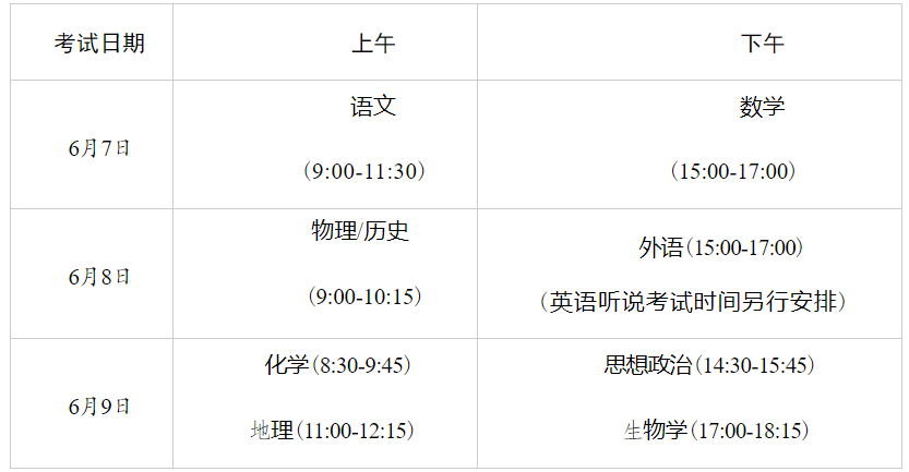 廣東高考時間是幾月幾號 具體時間安排